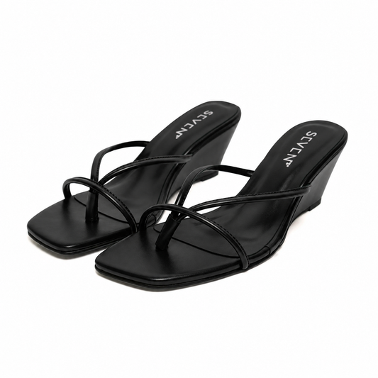 Black Wedge Sandals