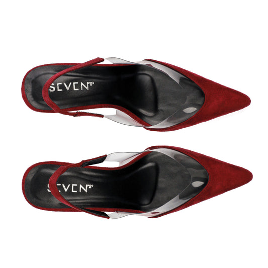 Burgundy Suede Slingback Heels