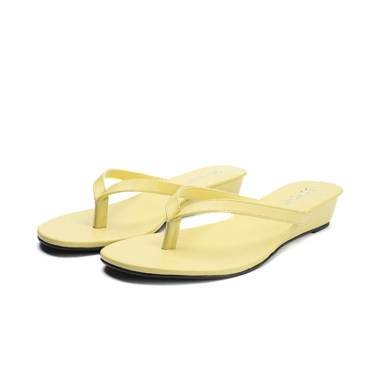Butter Yellow Thong Wedge
