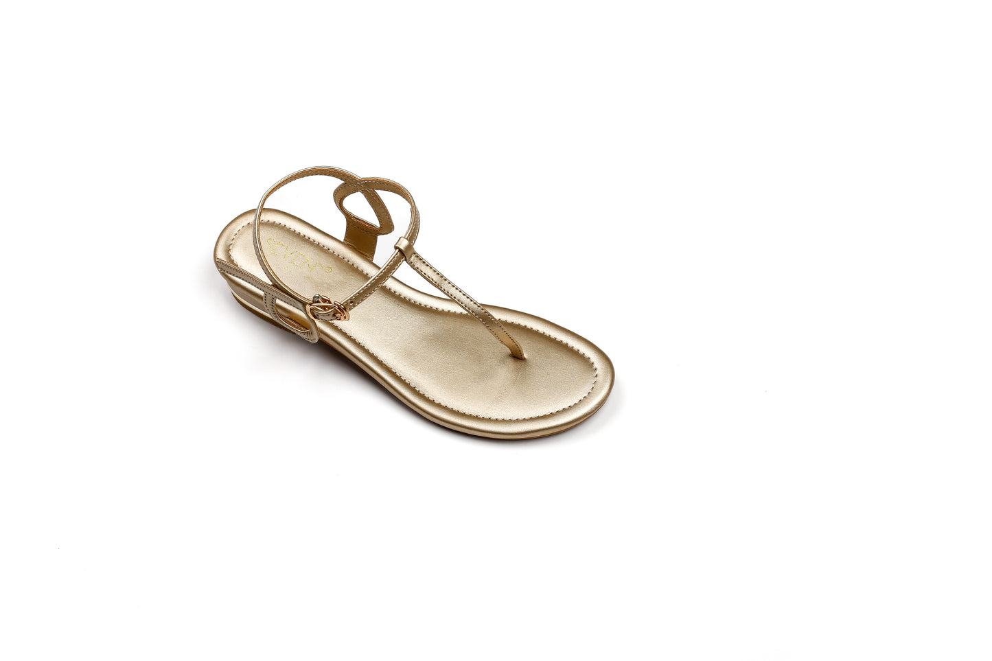 Gold T-Strap Heeled Sandals