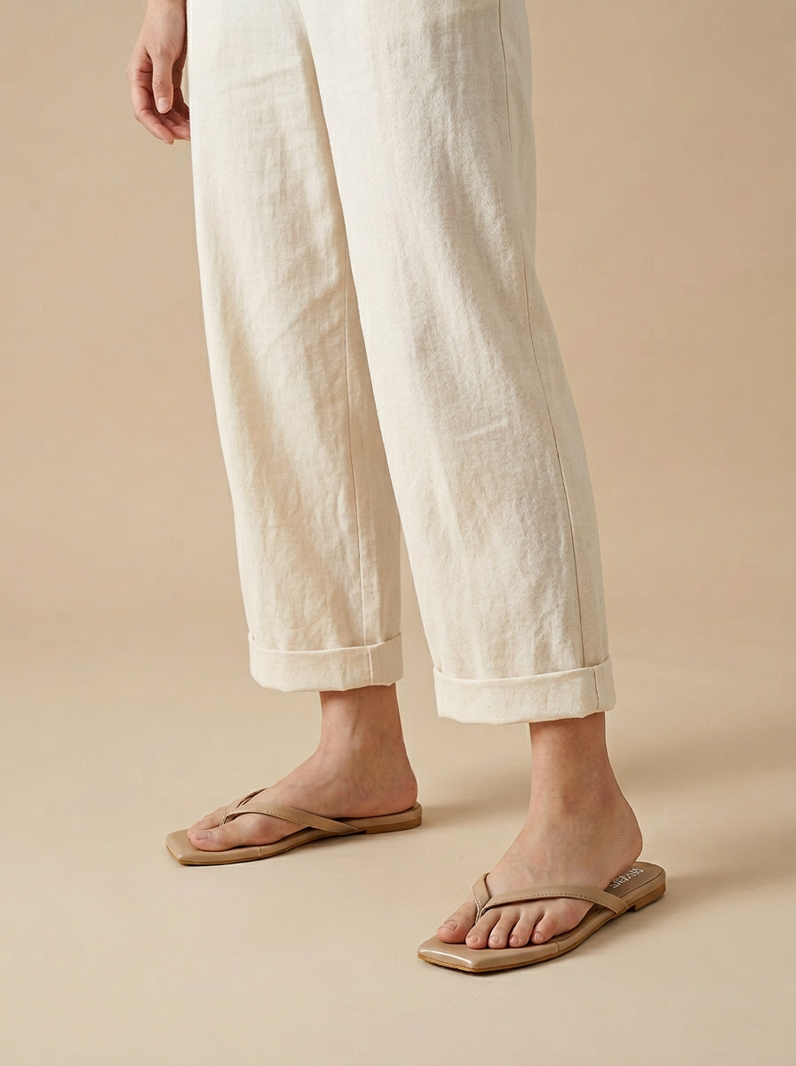 All-Day Comfort Flip Flops in Beige