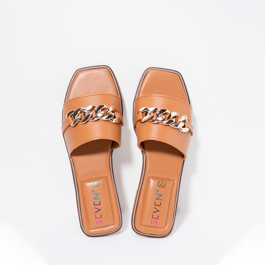Metal Chain Slides in Brown