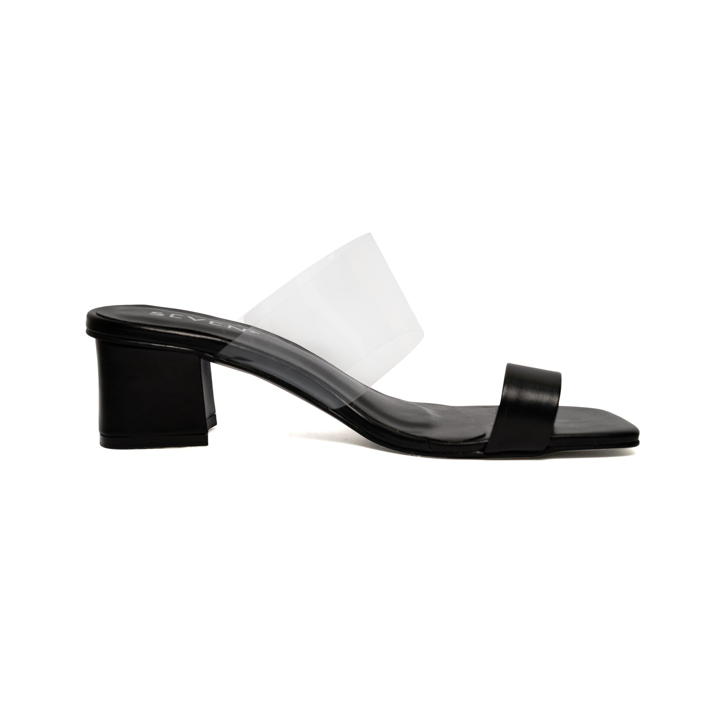 Black Clear Block Heel Sandals