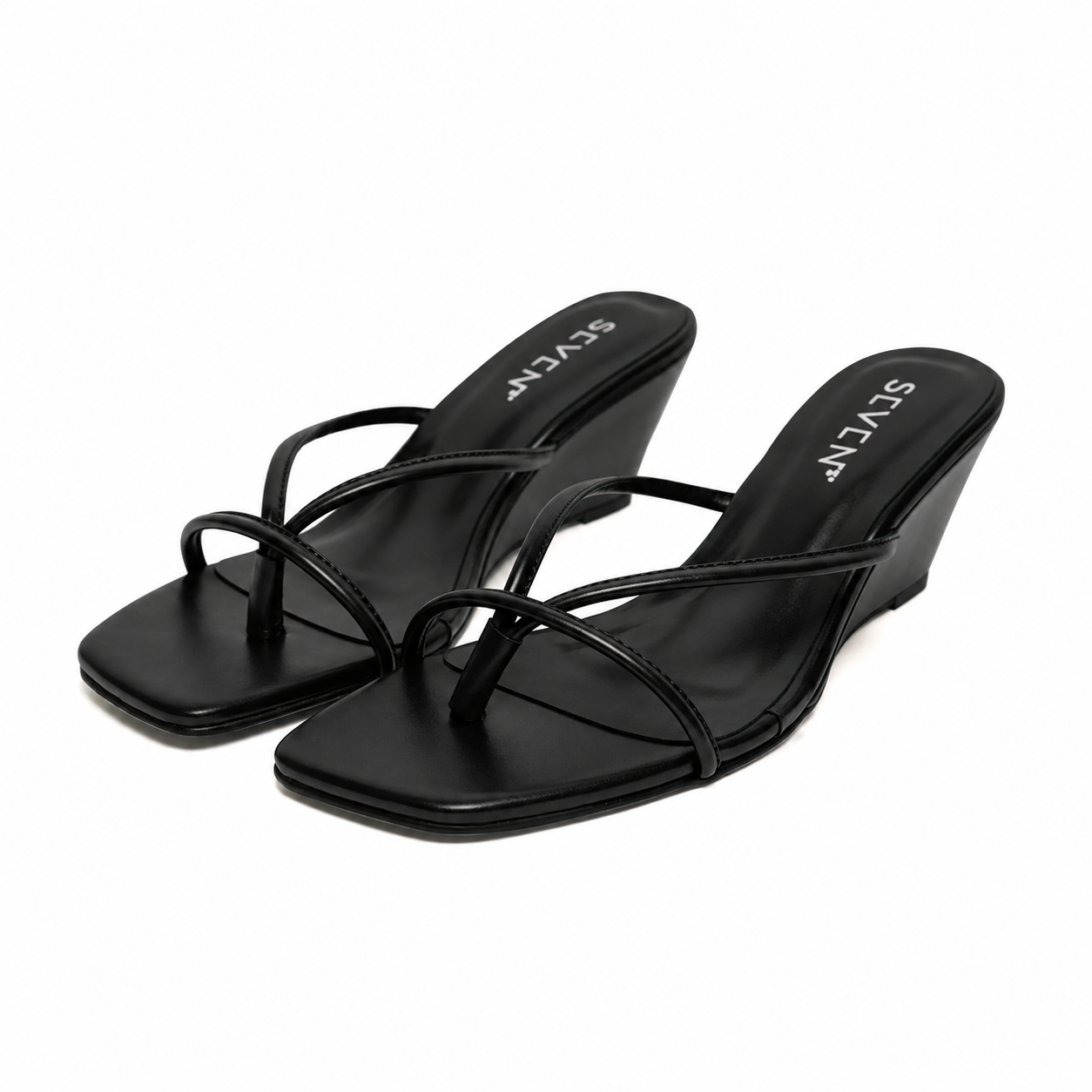 Black Wedge Sandals