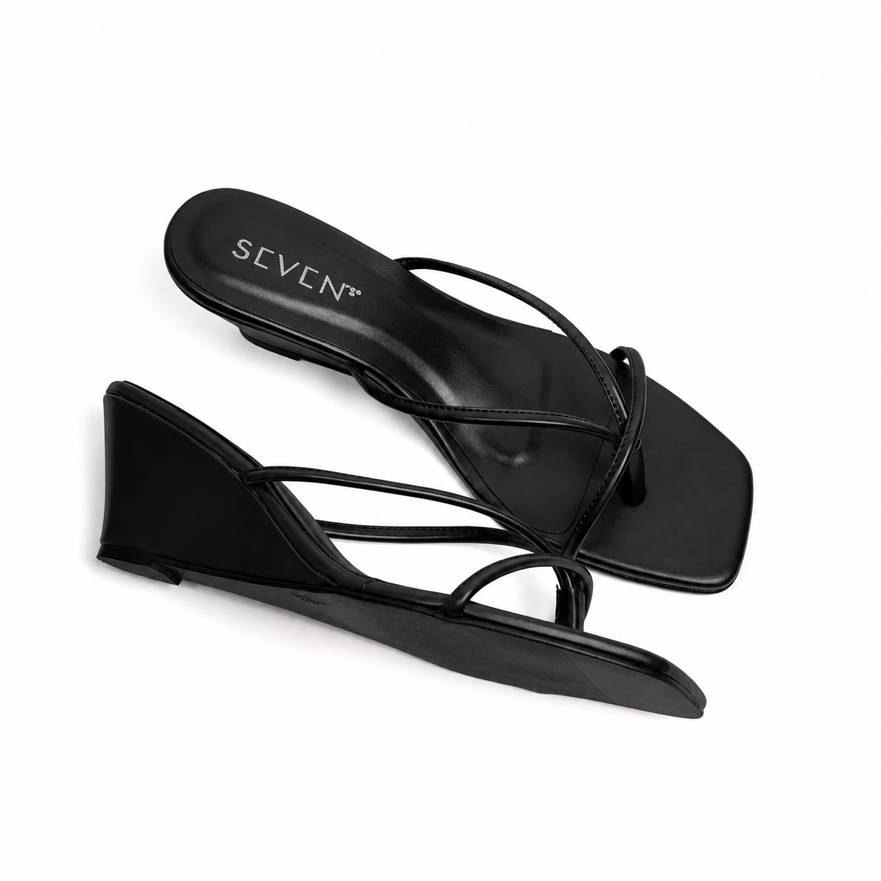 Black Wedge Sandals