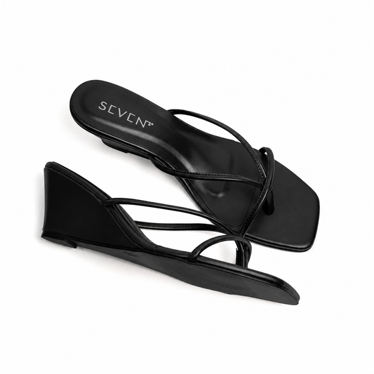 Black Wedge Sandals