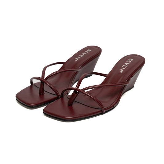 Burgundy Wedge Sandals
