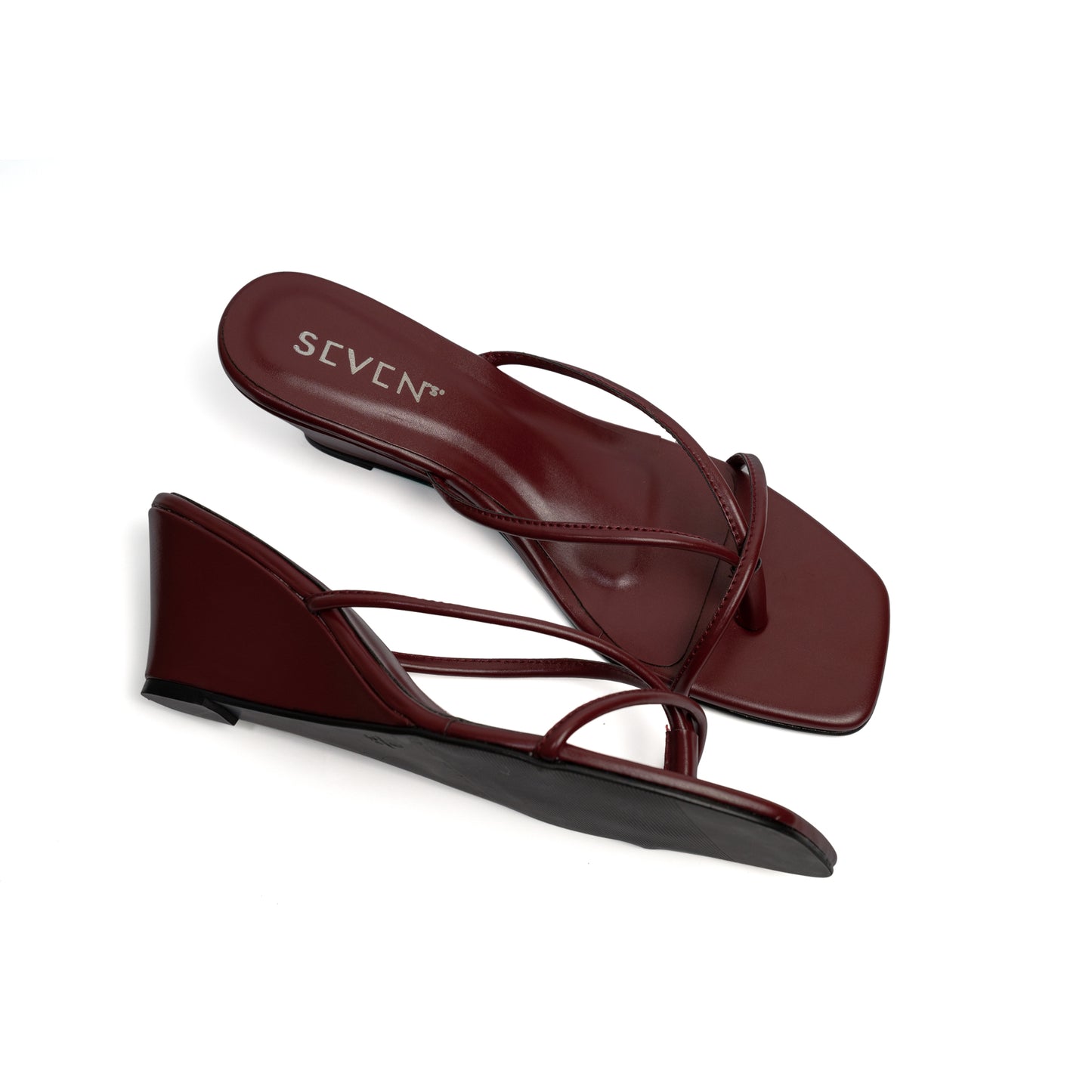 Burgundy Wedge Sandals