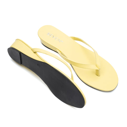 Butter Yellow Thong Wedge