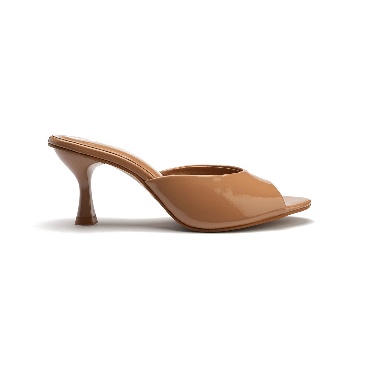 Camel Peep Toe Heels side profile with 2.5 inch heel