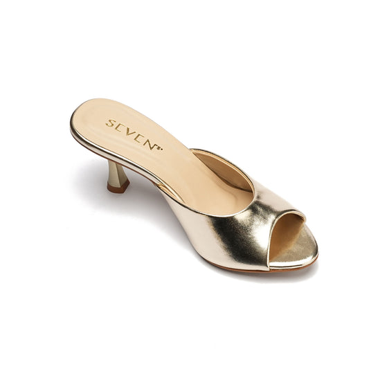Gold Peep Toe Heels