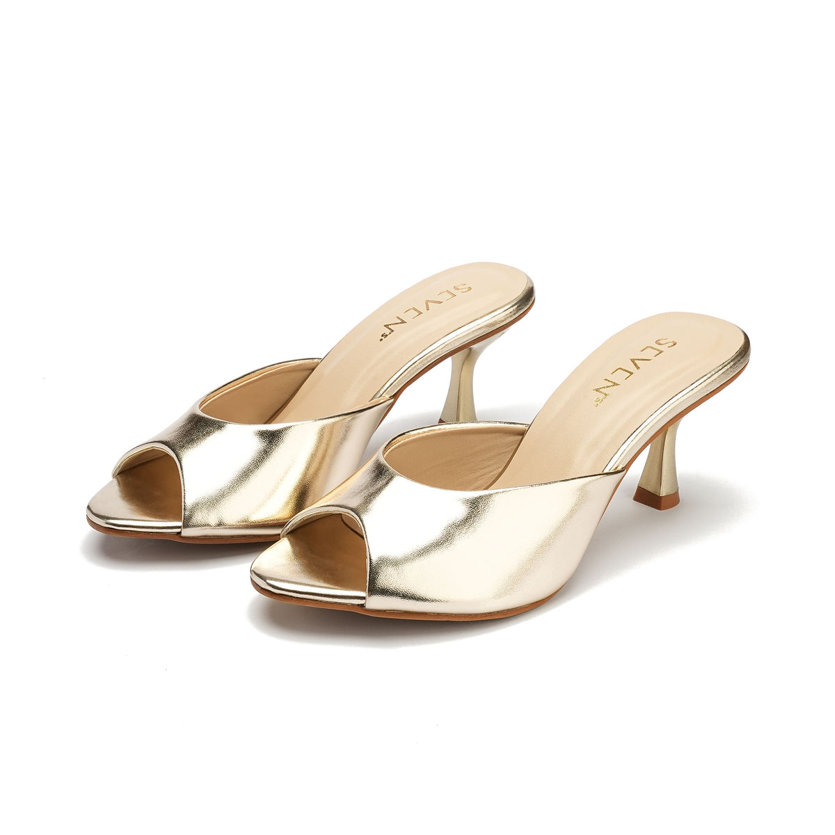 Gold Peep Toe Heels pair