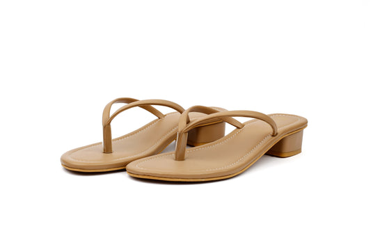 Tan Heeled Flip Flops