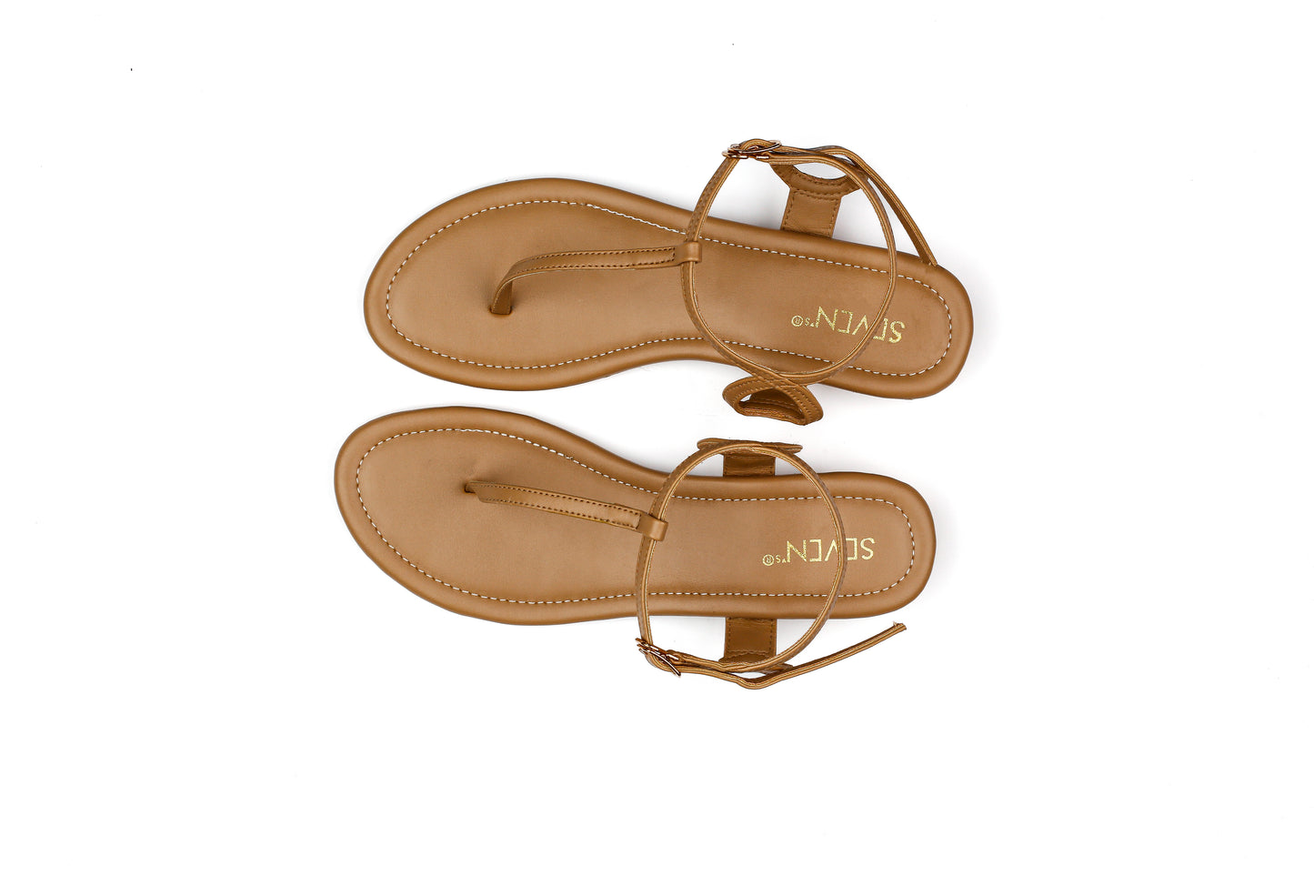 Tan T-Strap Heeled Sandals