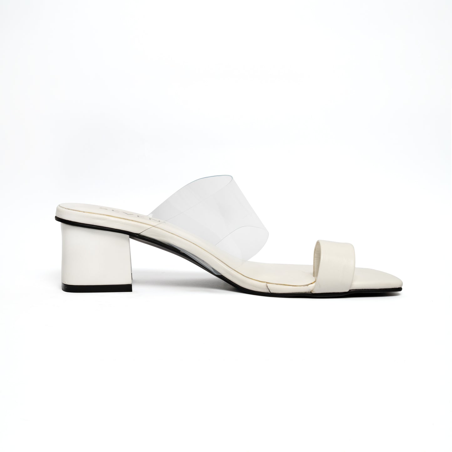 White Clear Block Heel Sandals