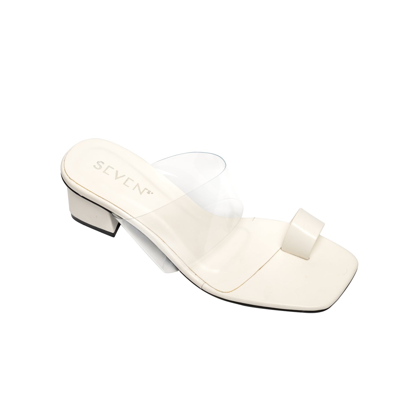 White Clear Block Heel Sandals